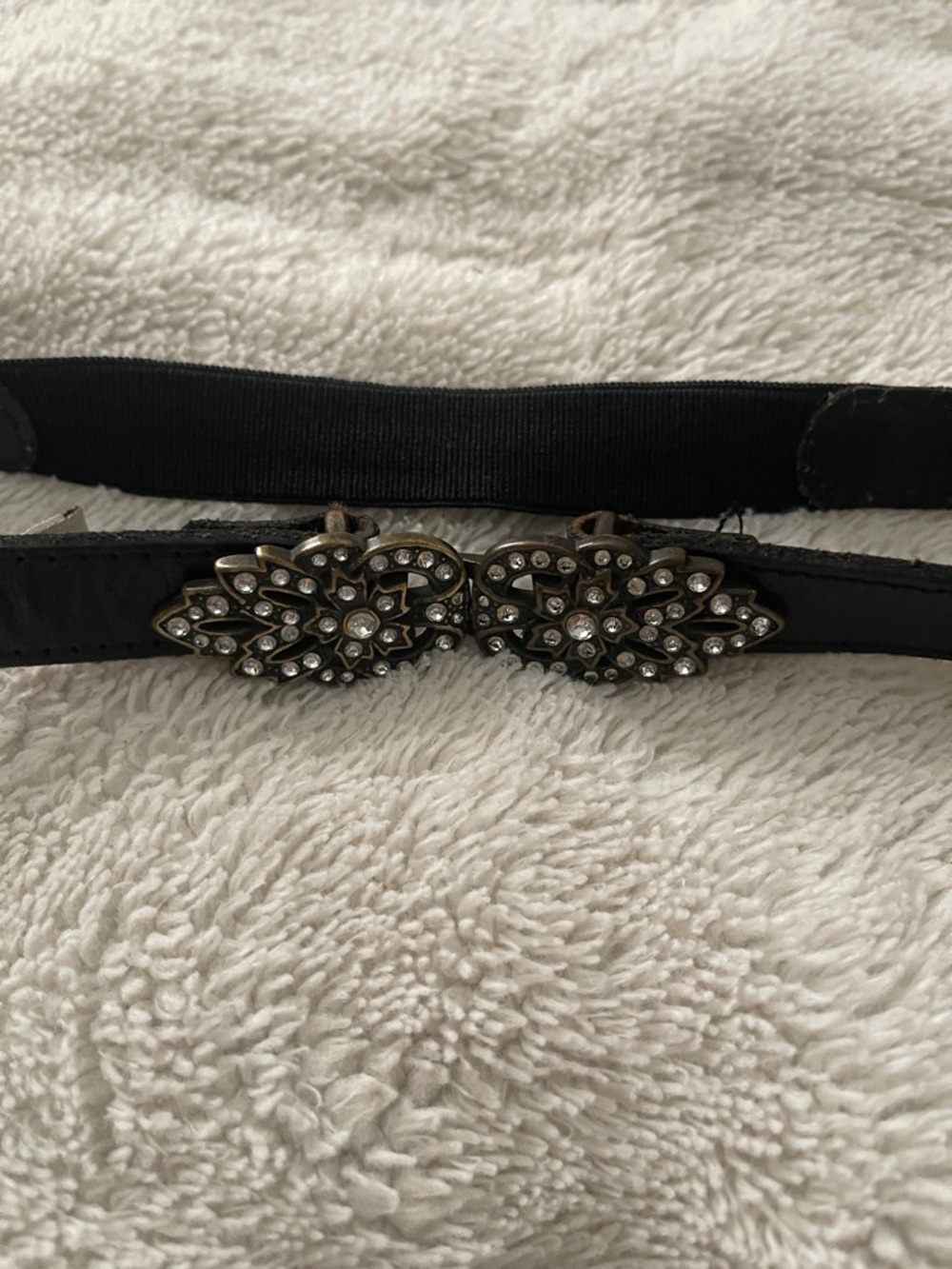 Fossil Black Women's Belt with Rhinestone Buckle black